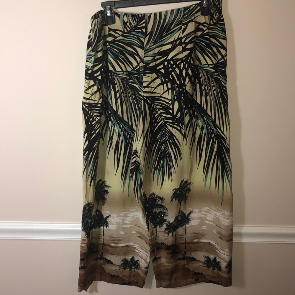 Faith Palm Tree Sequin Rayon Pants XL